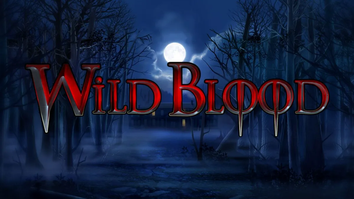 Tampilan visual slot Wild Blood dengan tema horor gotik dan simbol vampir yang dramatis